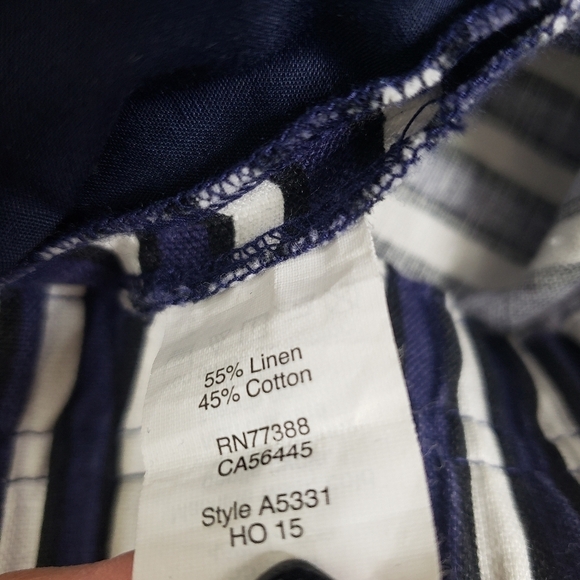 J. Crew pull on short elastic waist linen blend white black navy size 0 - Picture 6 of 6